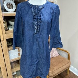 Draper James Blue Denim Ruffle Blouse size 6